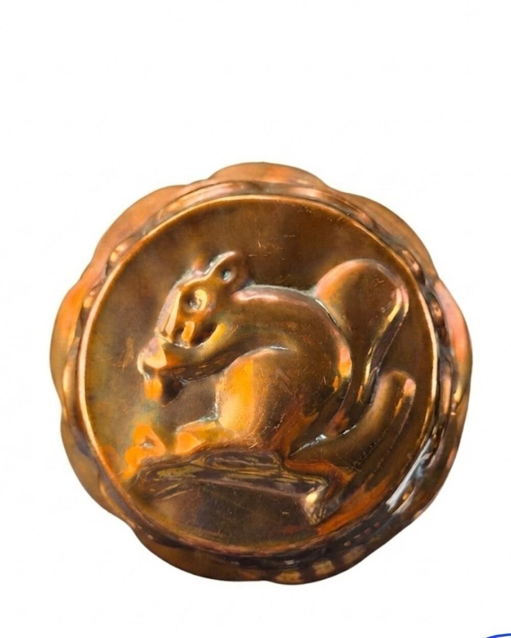Vintage Copper Squirrel Kitchen Farmhouse Decor tin lined Jello Mold Antique